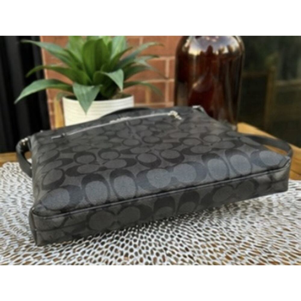 Coach C1954 Signature File Crossbody Bag Black Charcoal PVC Leather Purse - Picture 5 of 7